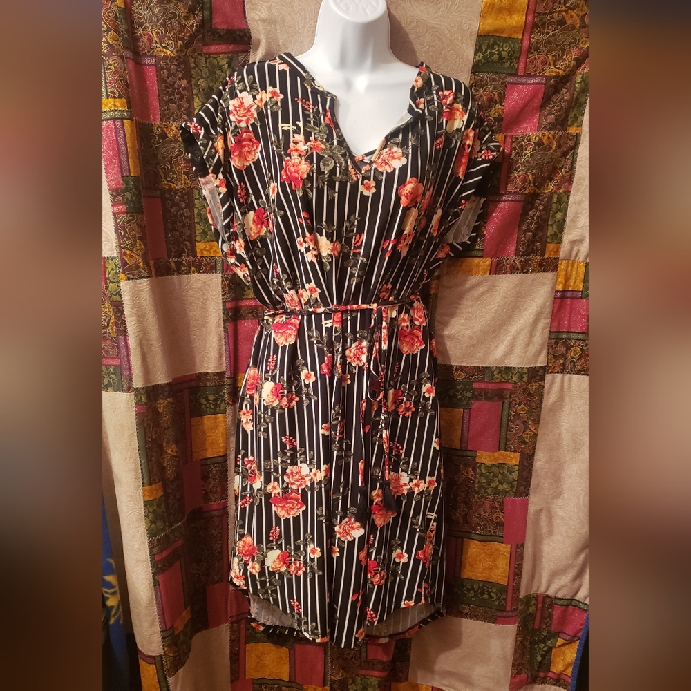 Bobbie Brooks Black Floral Midi Dress